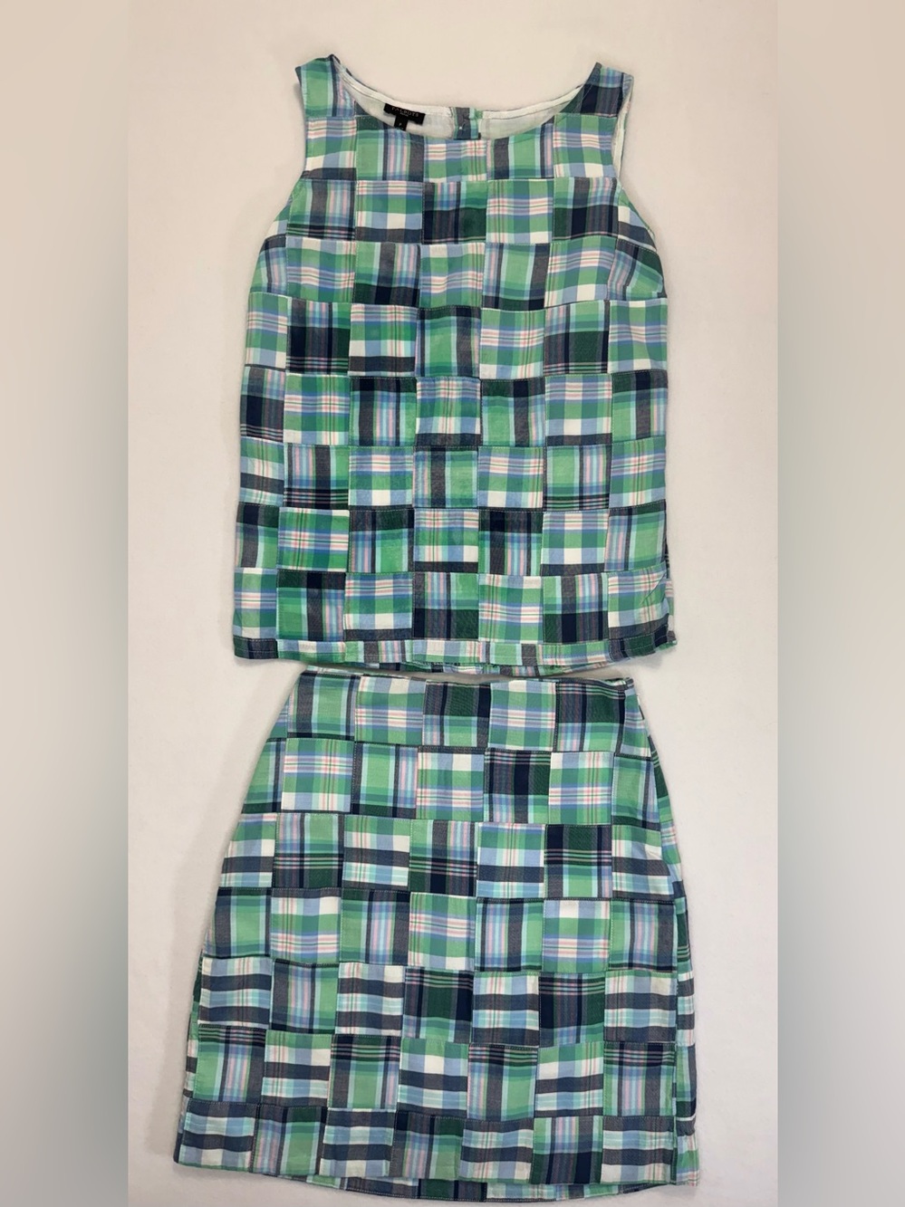 Talbots Madras Tank & Skirt Set Patchwork Plaid Preppy Classic Old Money 0P